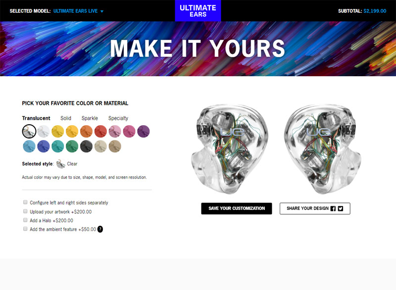 Ultimate Ears website screenshot